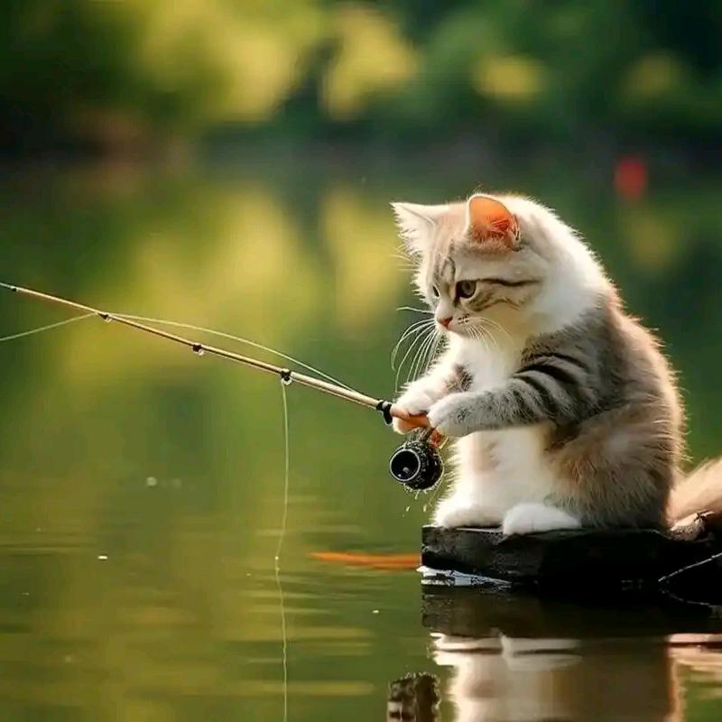 小猫学钓鱼🎣
