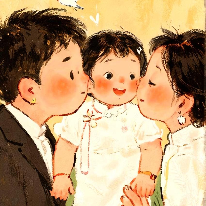 一家三口奔小康
