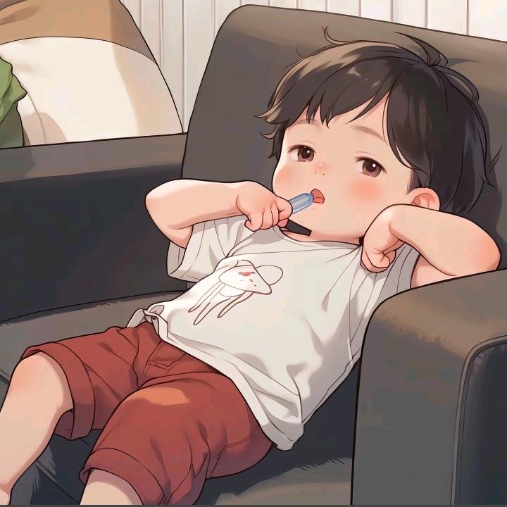 沙发上的小男孩