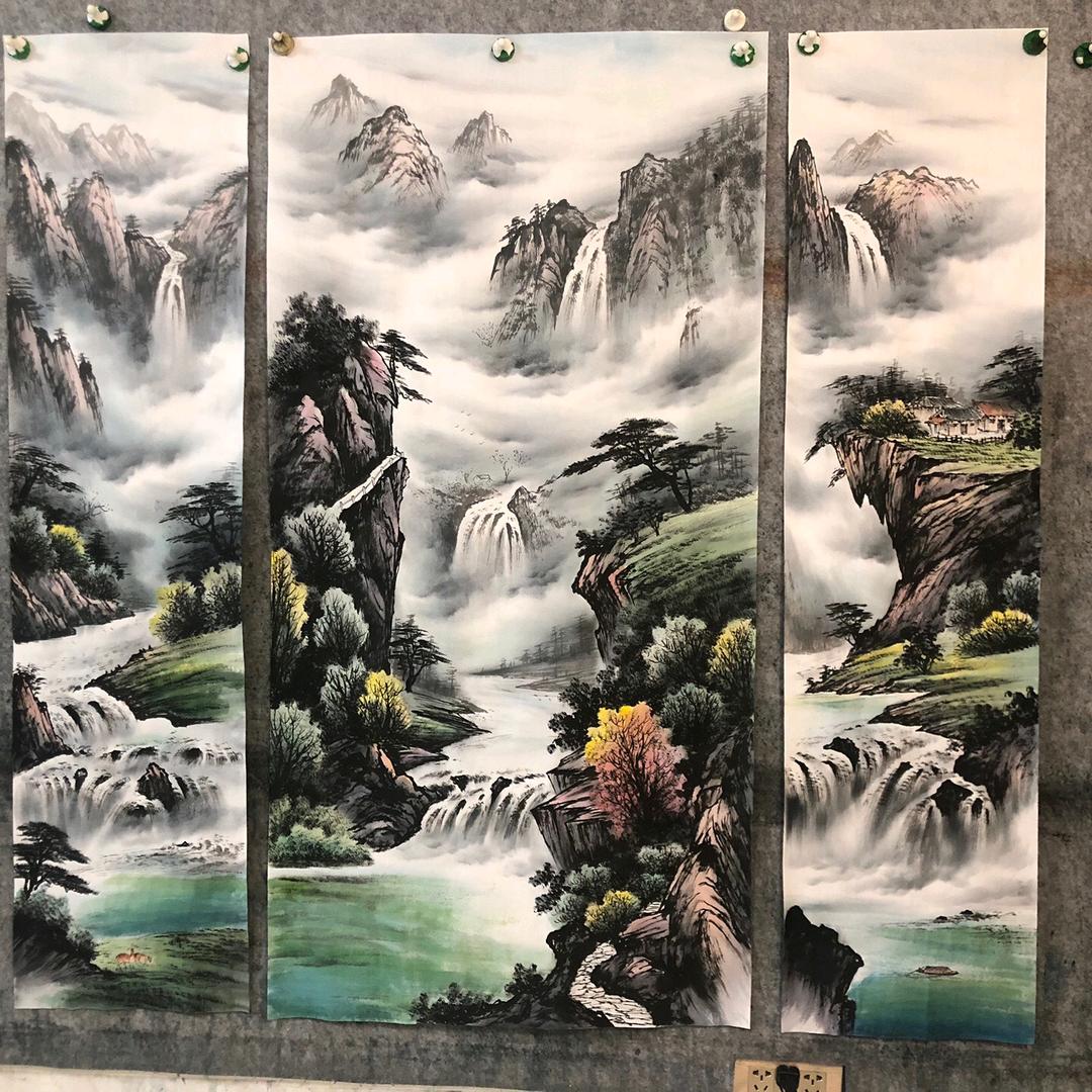 老吴彩墨山水画