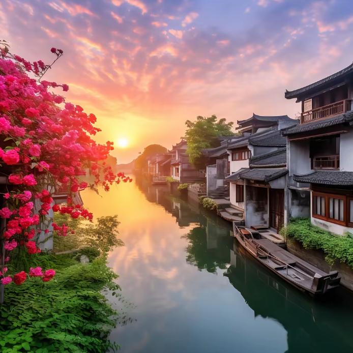 日出江花红胜火