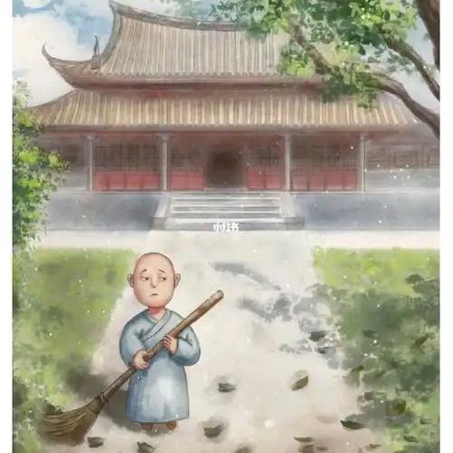小小和尚落叶扫地声。