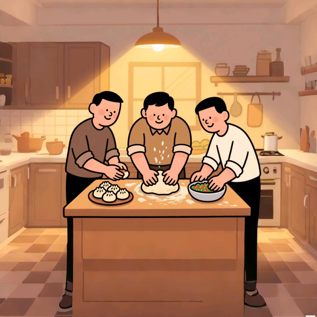 三个老爸Rua馒头