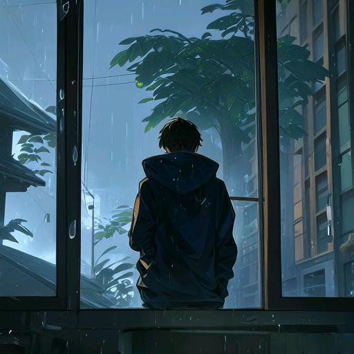 下雨看窗外