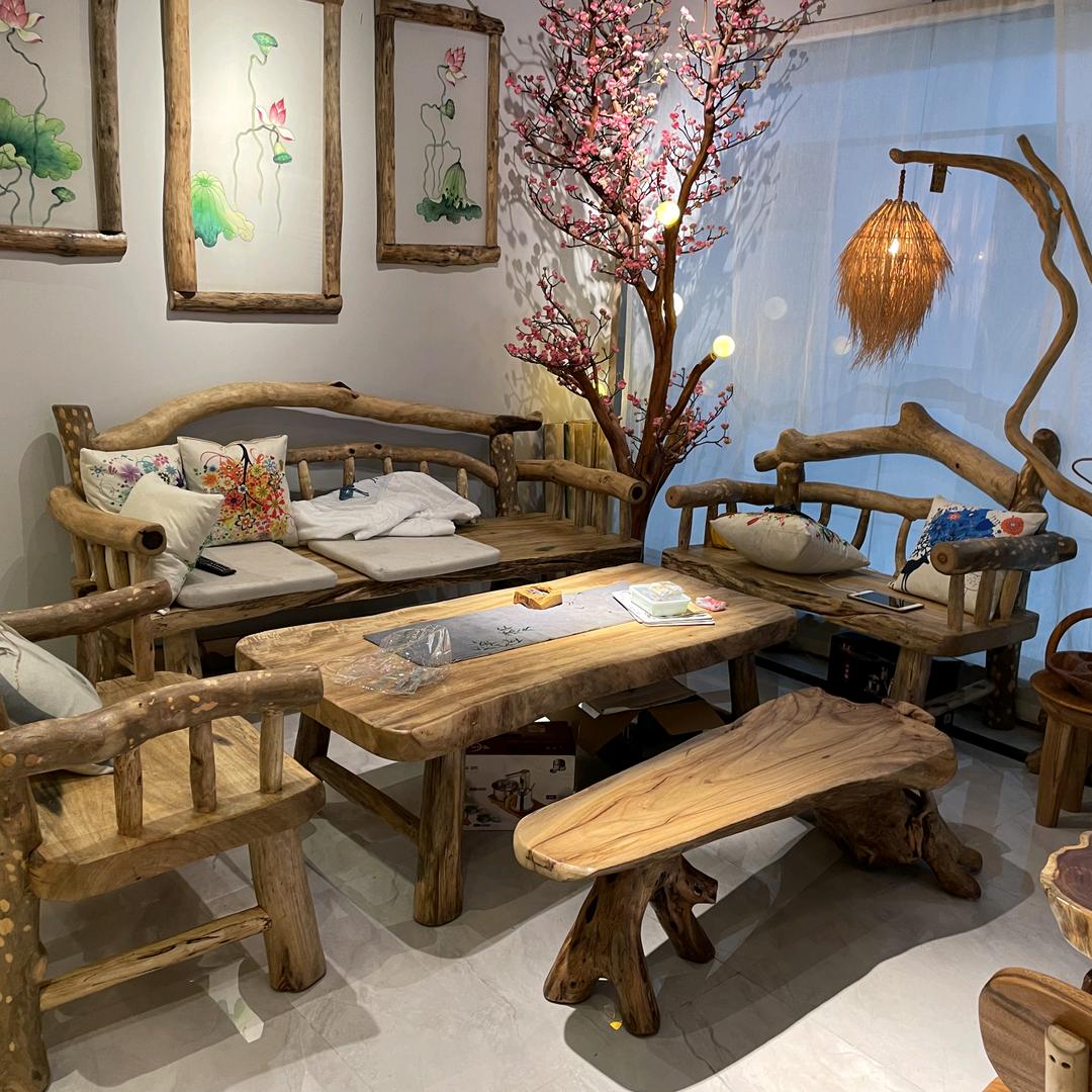 侘寂风原木家具工厂