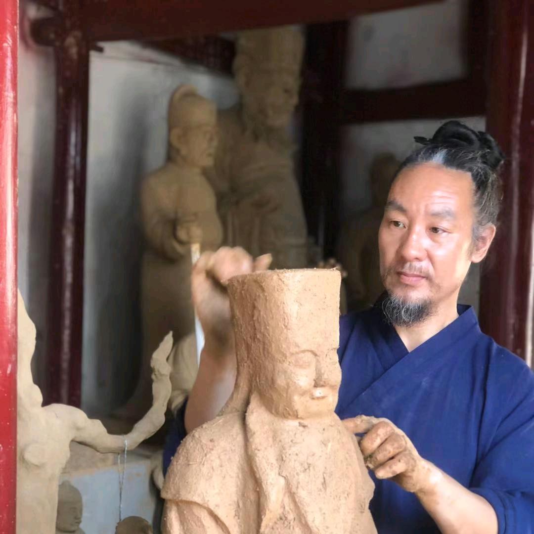 道创泥塑，非遗传统古法泥塑霍合启