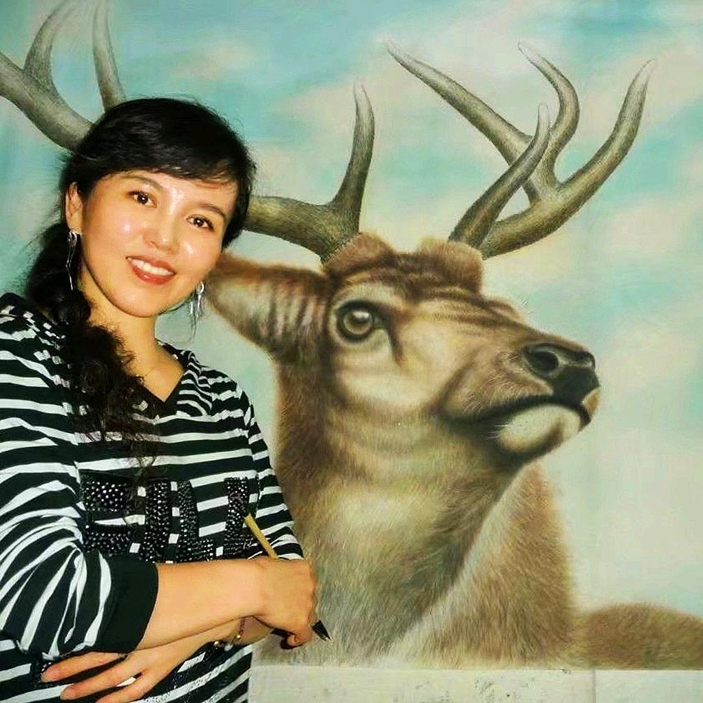 鹿画家潘红