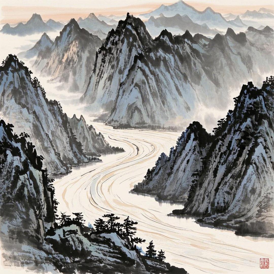 🌊 山止川行（山川静立，河流不息）