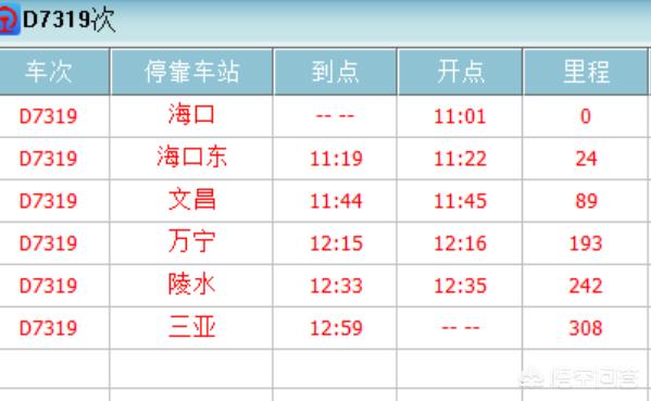 海口火车直达路线表，海口火车直达路线表查询