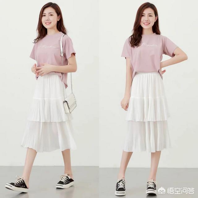 白色半生长裙怎么搭配(图2)