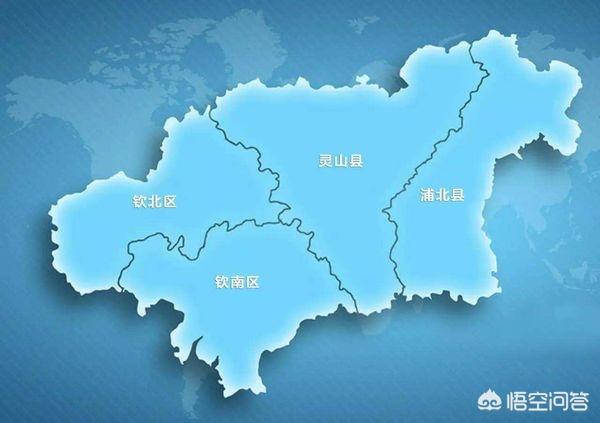广西钦州市几个县城？