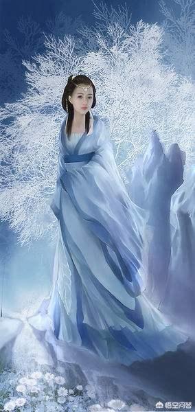 古代蓝白衣女子描写？