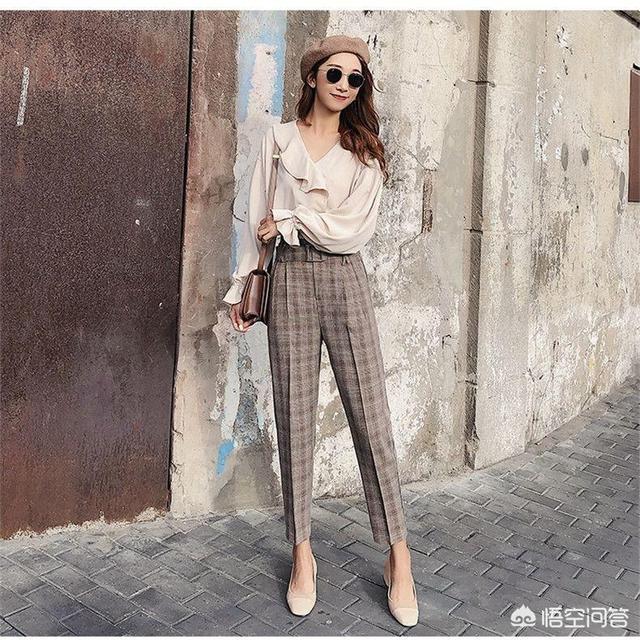 夏季格子裤搭配什么上衣好看,时尚穿搭夏秋格子
