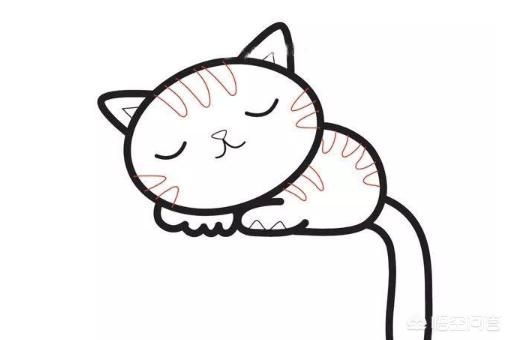 十一,给尾巴画上条纹,小猫简笔画制作完成.1-3岁儿童简单画画小猫?