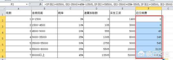 个税计算公式excel表，个税计算公式excel表函数