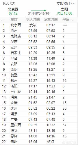 507次火车路线时刻表