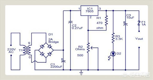 7805电源电路图工作原理