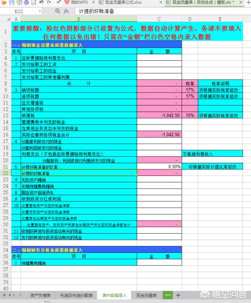 现金流量表编制公式，现金流量表编制公式模板