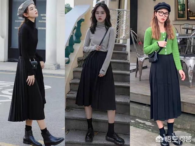 黑色半身毛衣裙如何搭配(图2)