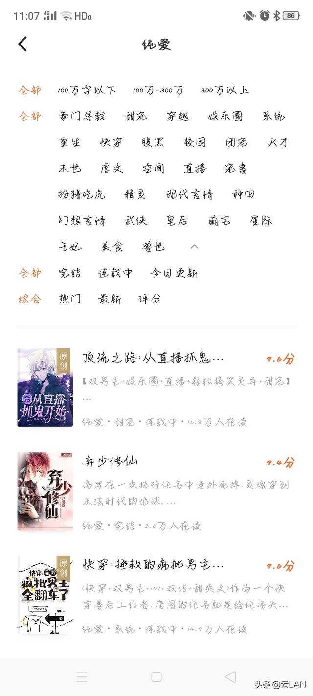 耽美小说分几种类型？情侣手机网游小说男男