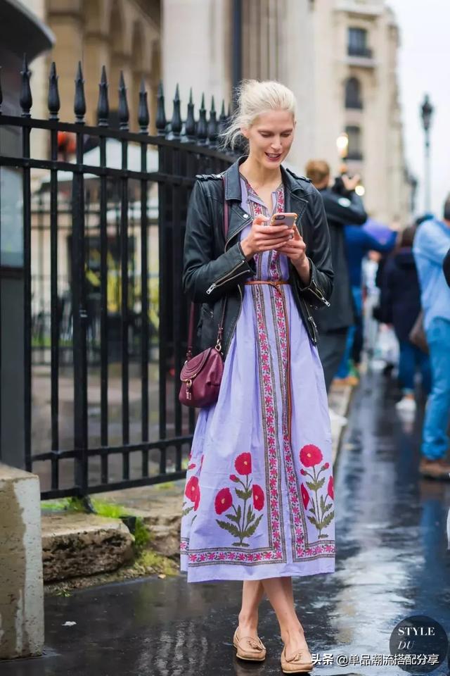 教你皮衣如何搭配连衣裙(图6)