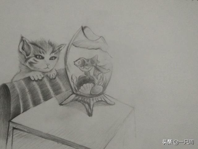 怎么画小猫吃的东西图片