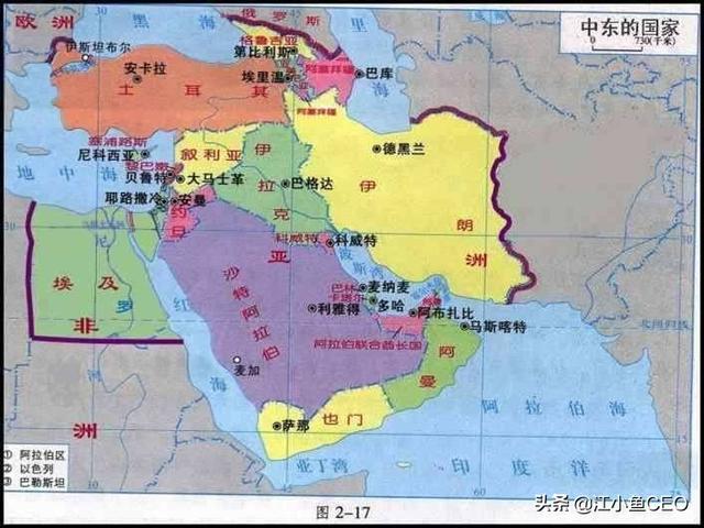 中东地图高清中文版(中东地理位置图例？)