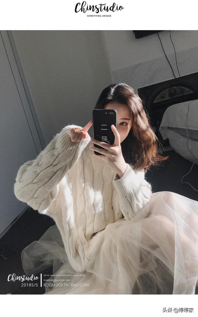 时尚白色大毛衣如何搭配(图9)