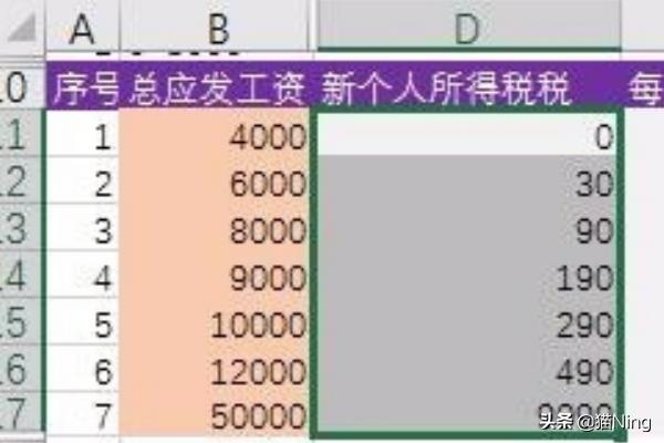 个税计算公式excel表，个税计算公式excel表函数