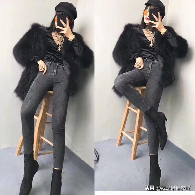 短款黑皮草上衣如何搭配(图5)