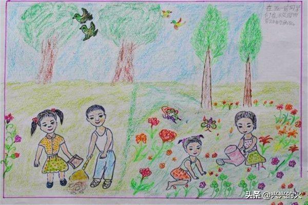 五一劳动节儿童绘画 二年级劳动画简单的图
