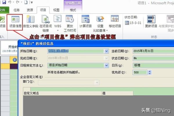 Project教程，如何设置项目信息及项目日历