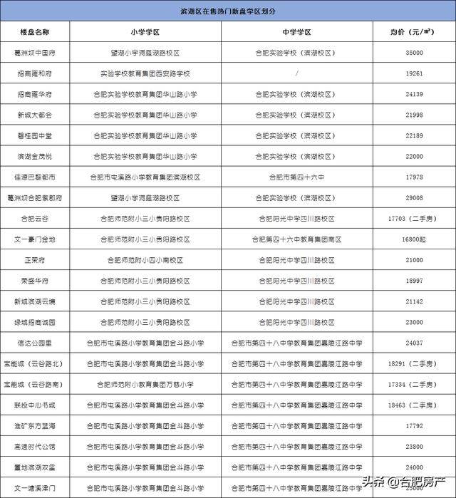 合肥市滨湖有什么学区房