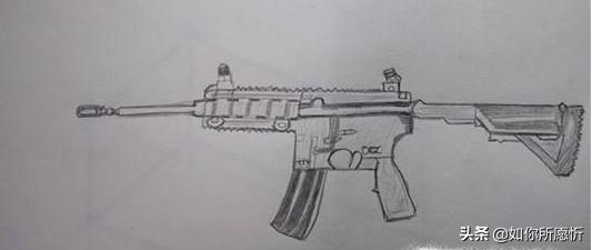 如何画M416步枪的简笔画？刺激战场vss狙击步枪画法？