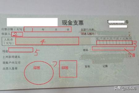 现金支票填写样本，现金支票填写样本背面