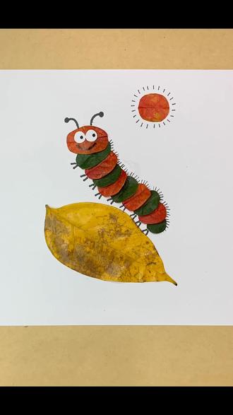 亲子手工 #创意美术 #树叶贴画#知识创作人 3s 后播放下一个视频